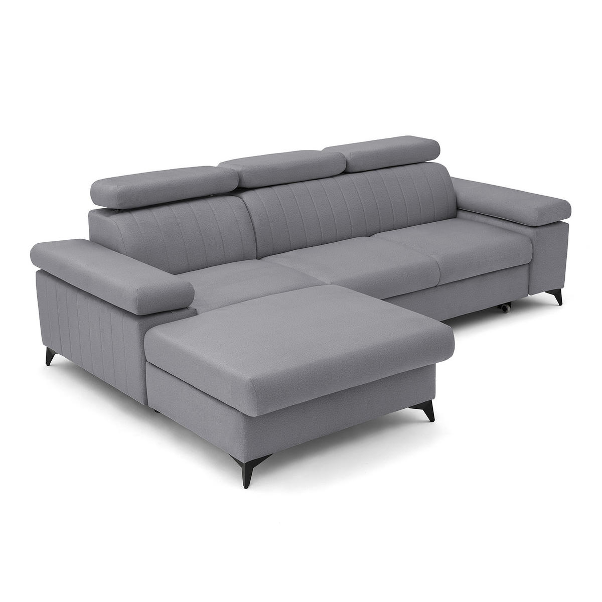 ECKSOFA FELIX L Links mit Schlaffunktion Velours Dunkelgrau - Dunkelgrau/Schwarz, Holz/Textil (257/176cm) - Muffo
