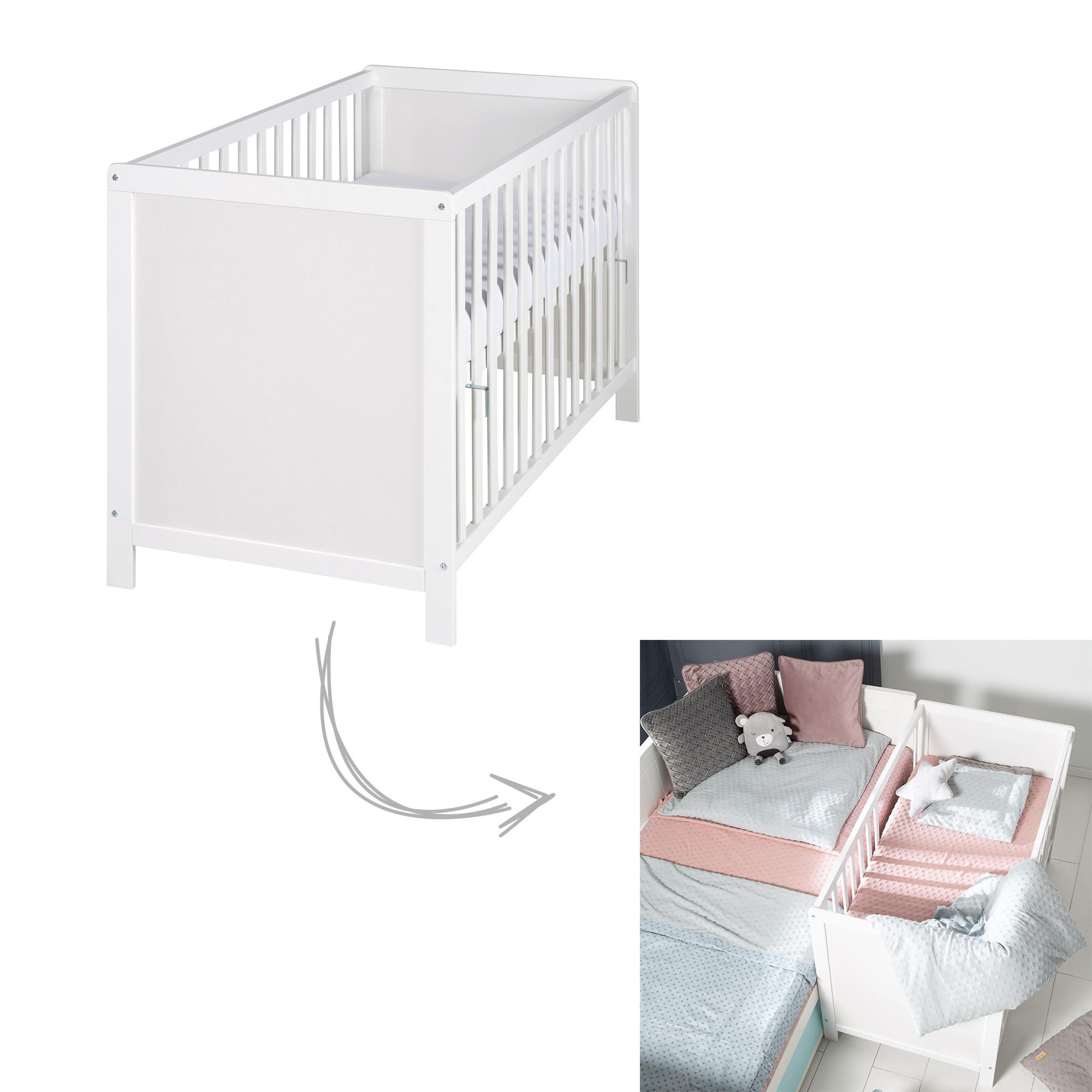 KINDERZIMMERSET 3-tlg roba Style grau - Weiß, Holzwerkstoff (66/76/123cm) - Roba