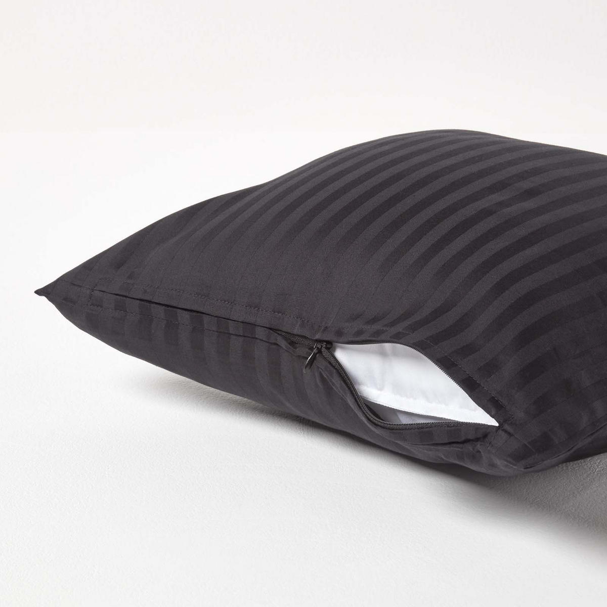 KISSENBEZUG Damast, Ägyptische Baumwolle, Fadendichte 330 - Schwarz, Textil (40/40cm) - Homescapes