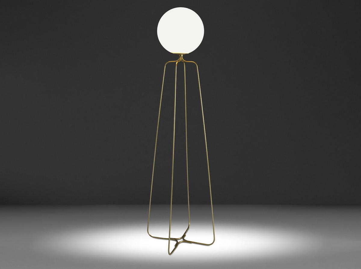 STELEUCHTE Stehleuchte goldener Stahl und weißes Glas 37/35/170 cm - Edelstahlfarben, Glas/Metall (35/37/170cm) - ANGEL CERDA