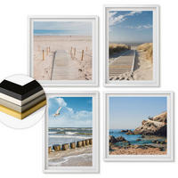 WANDBILDER 4er-Set - 50x50 cm & 40x60 cm Weißer Rahmen - Strand, Sand, Wellen, Himmel, Vögel - Weiß, Kunststoff (50/50cm) - ArtPrintCave