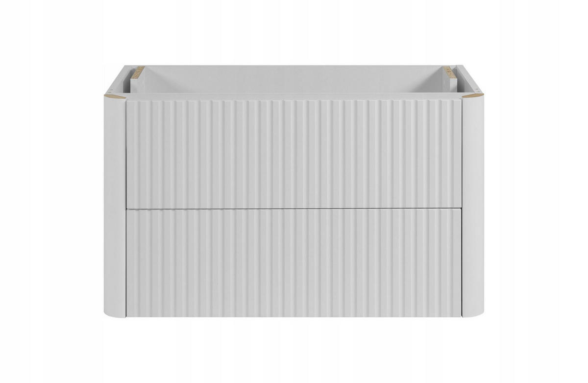 WASCHBECKENUNTERSCHRANK LINEA hängend geriffelt Weiß matt 80/48/44 cm - Weiß, Holzwerkstoff (80/48.4/43.7cm) - Rodan