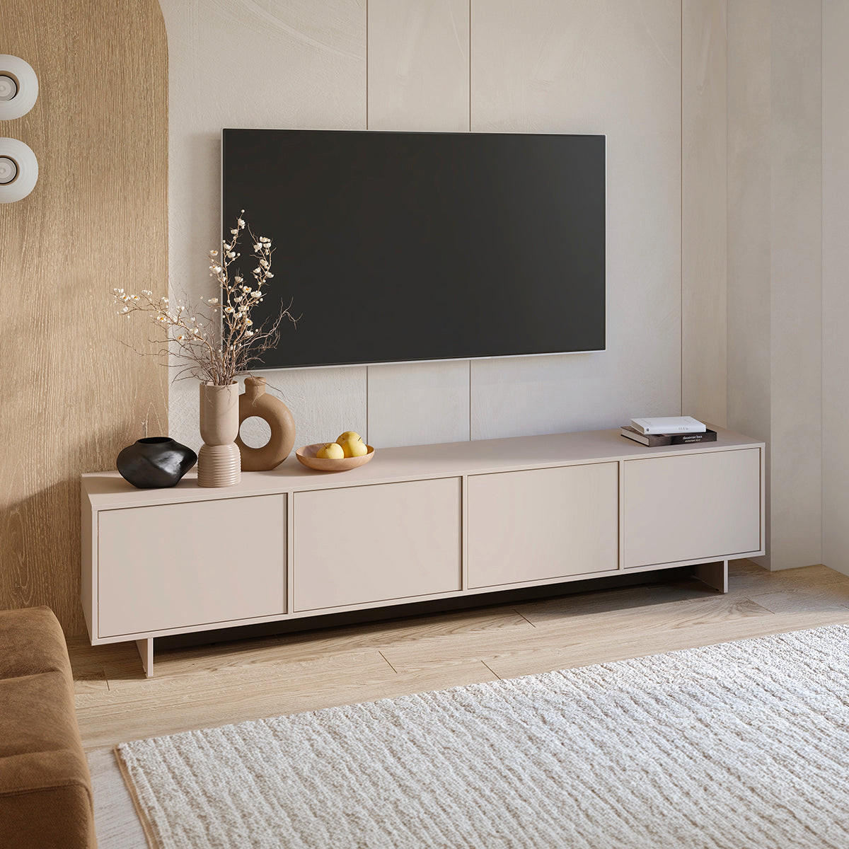 TV STOLEK Tadao Kašmír - kašmírová, kompozitní dřevo (221/50.5/41.5cm) - Petits-meubles