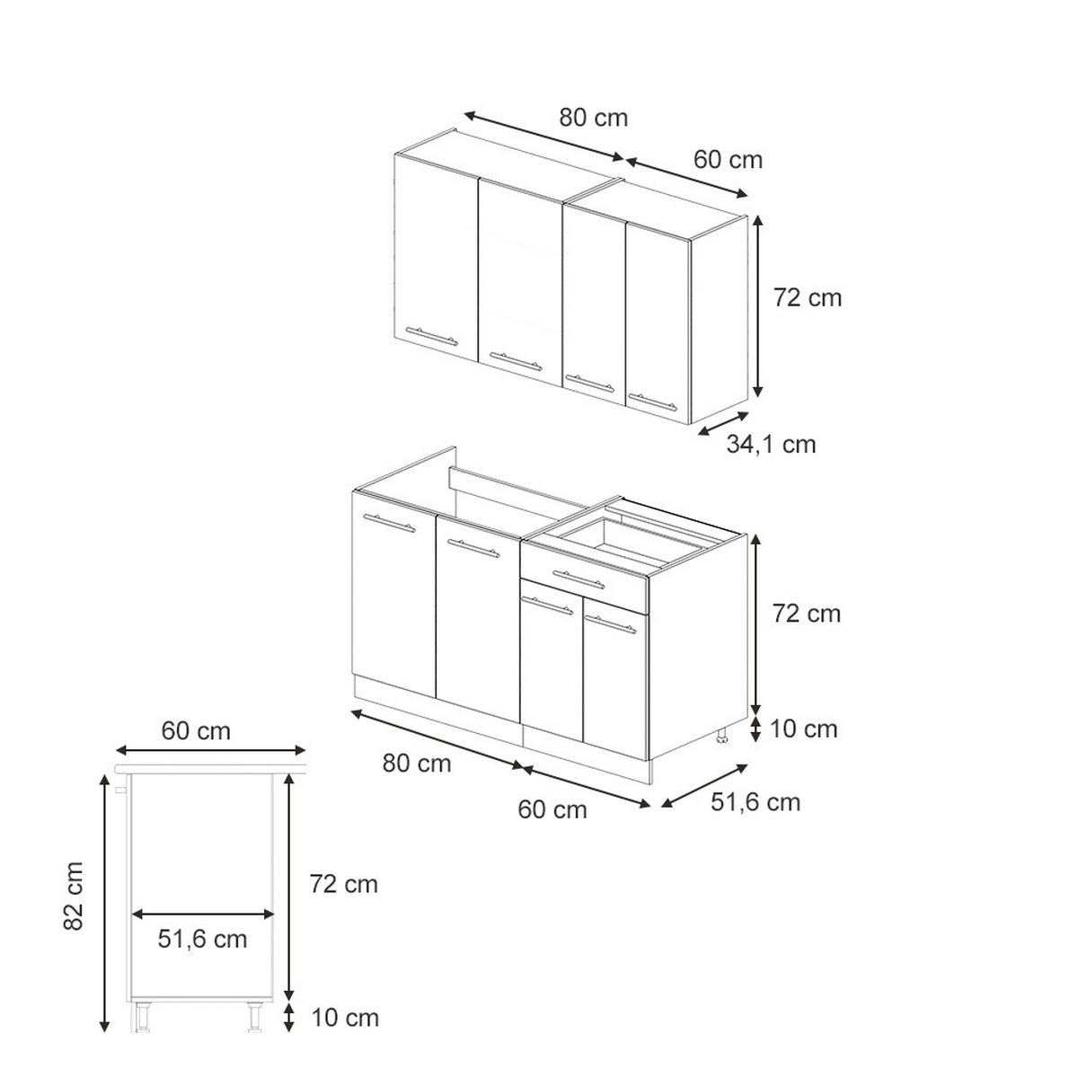 SINGLEKÜCHE Fame-Line Eiche Paneel/Goldkraft Eiche 140 cm , AP Marmor - Honigeiche/Hellbraun, Holzwerkstoff (140/81.6/60cm) - Vicco