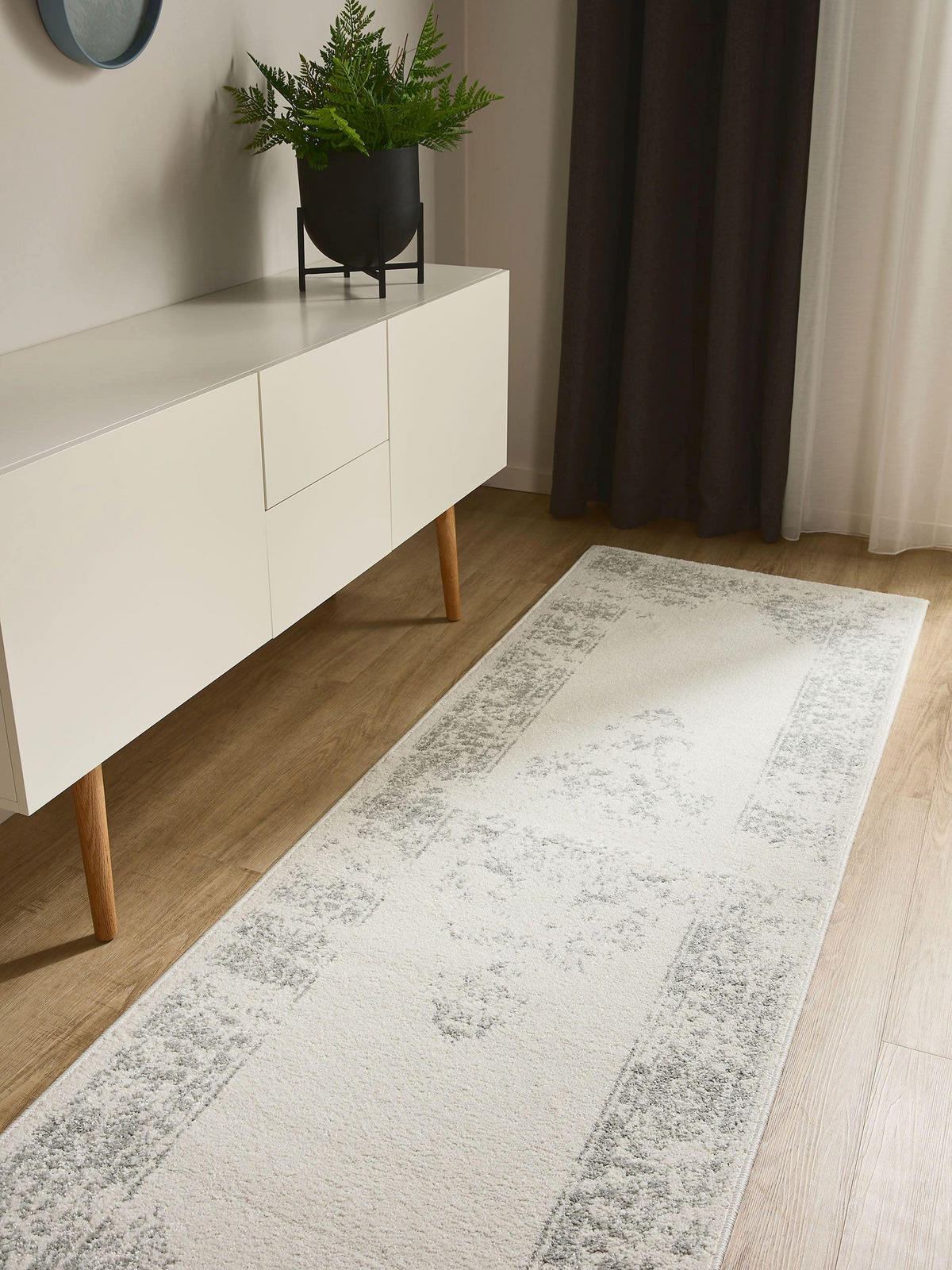 VINTAGE-LÄUFER Sia 80/240 cm - Taupe/Creme, Kunststoff (80/240cm) - benuta