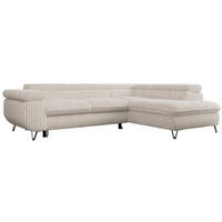 ECKSOFA PEDRO L Beige Cord - Rechts Seite - Beige/Schwarz, Textil/Metall (273/208cm) - MKS