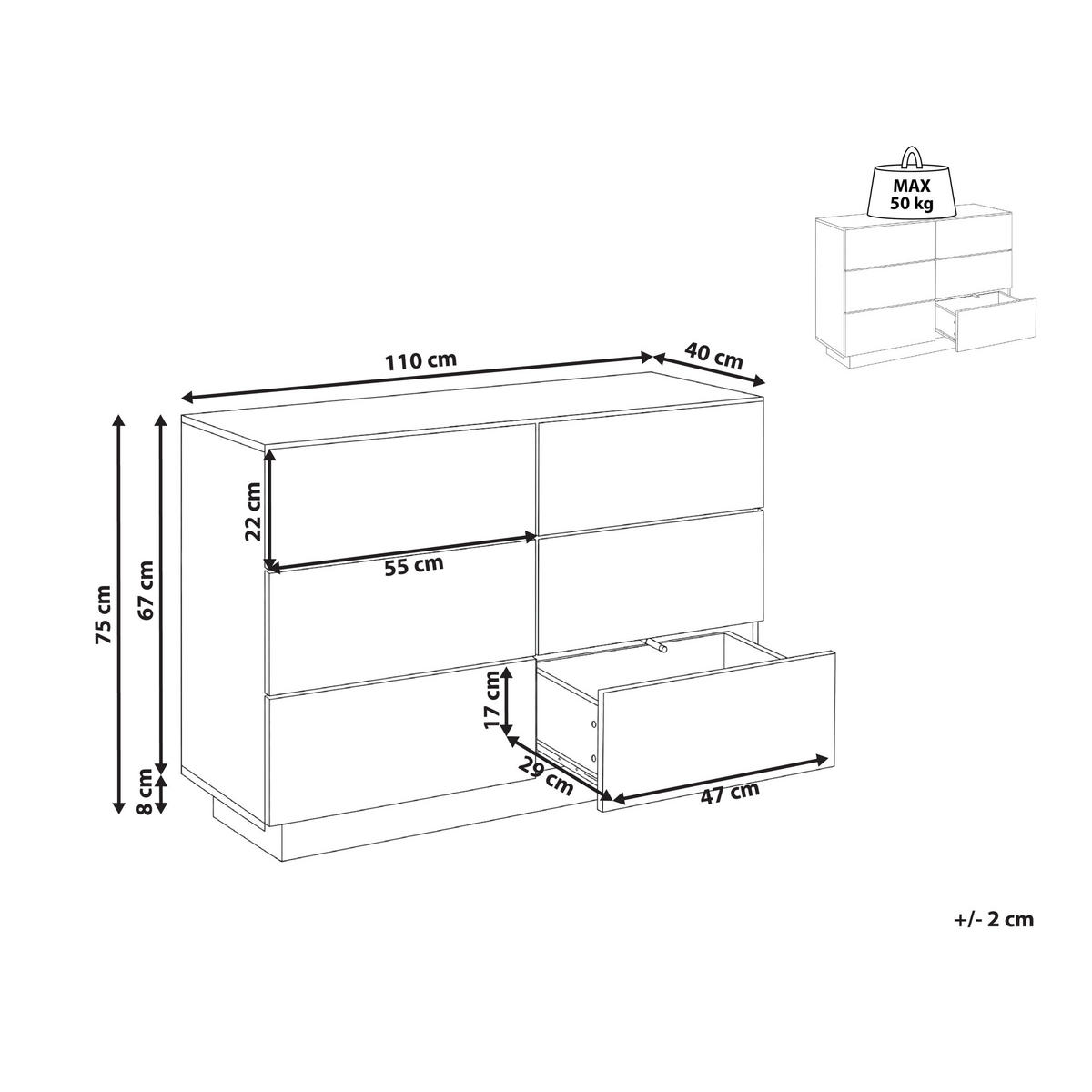 KOMODA s 6 zásuvkami Kořenové dřevo Look Woodend - hnědá, kompozitní dřevo (110/75/40cm) - Beliani