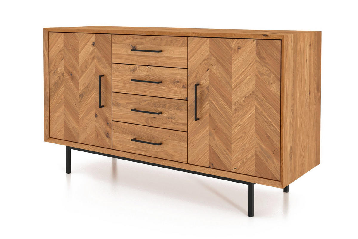 KOMMODE BREIT LEON Wildeiche - Wildeiche, Holz (144/80/45cm) - byoak