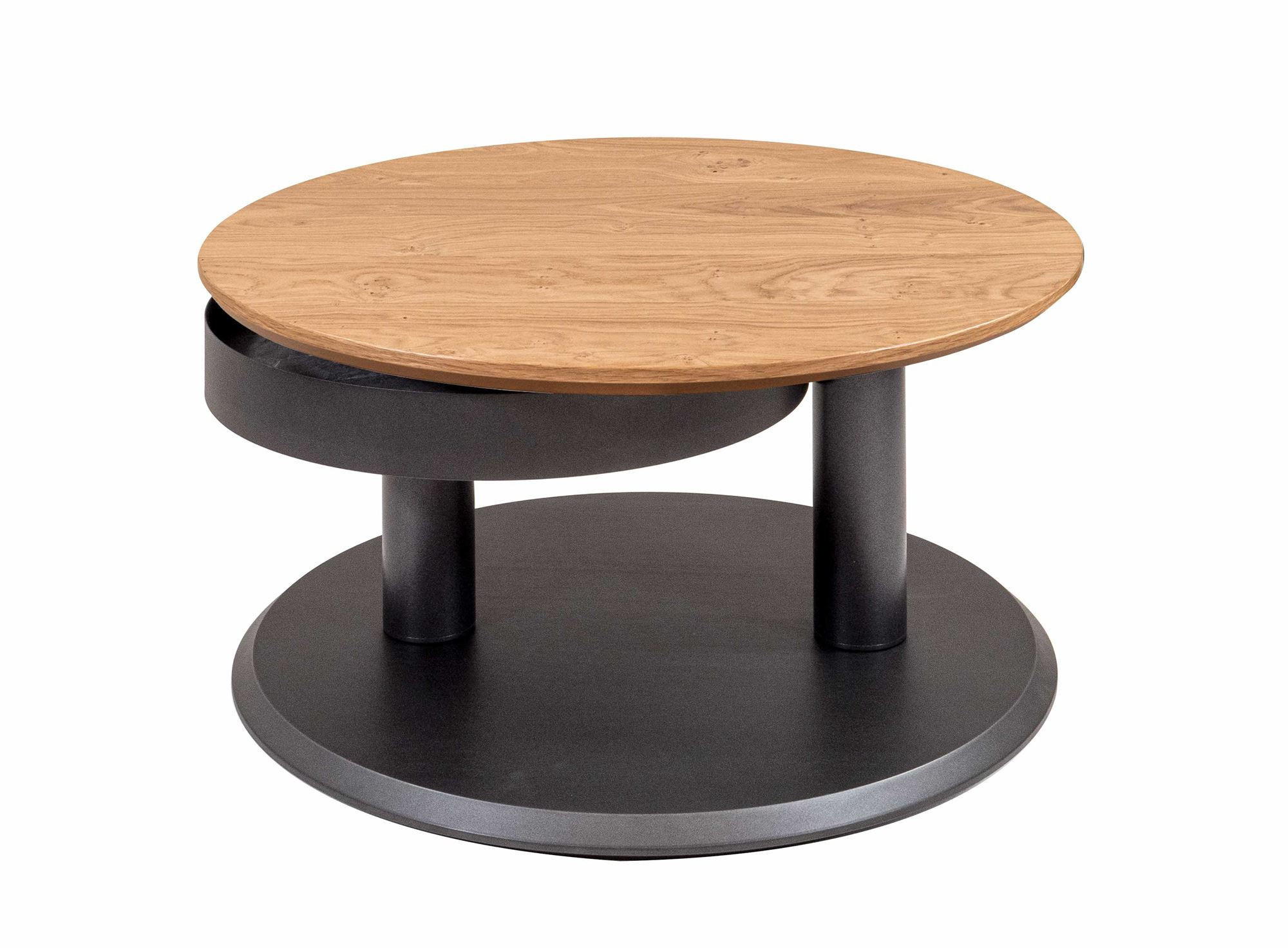 COUCHTISCH Tischplatte drehbar Crin 75x43x75 Furnier Schwarz/Wildeiche - Wildeiche/Grau, Holzwerkstoff (75/75/75cm) - 58aufmkessel