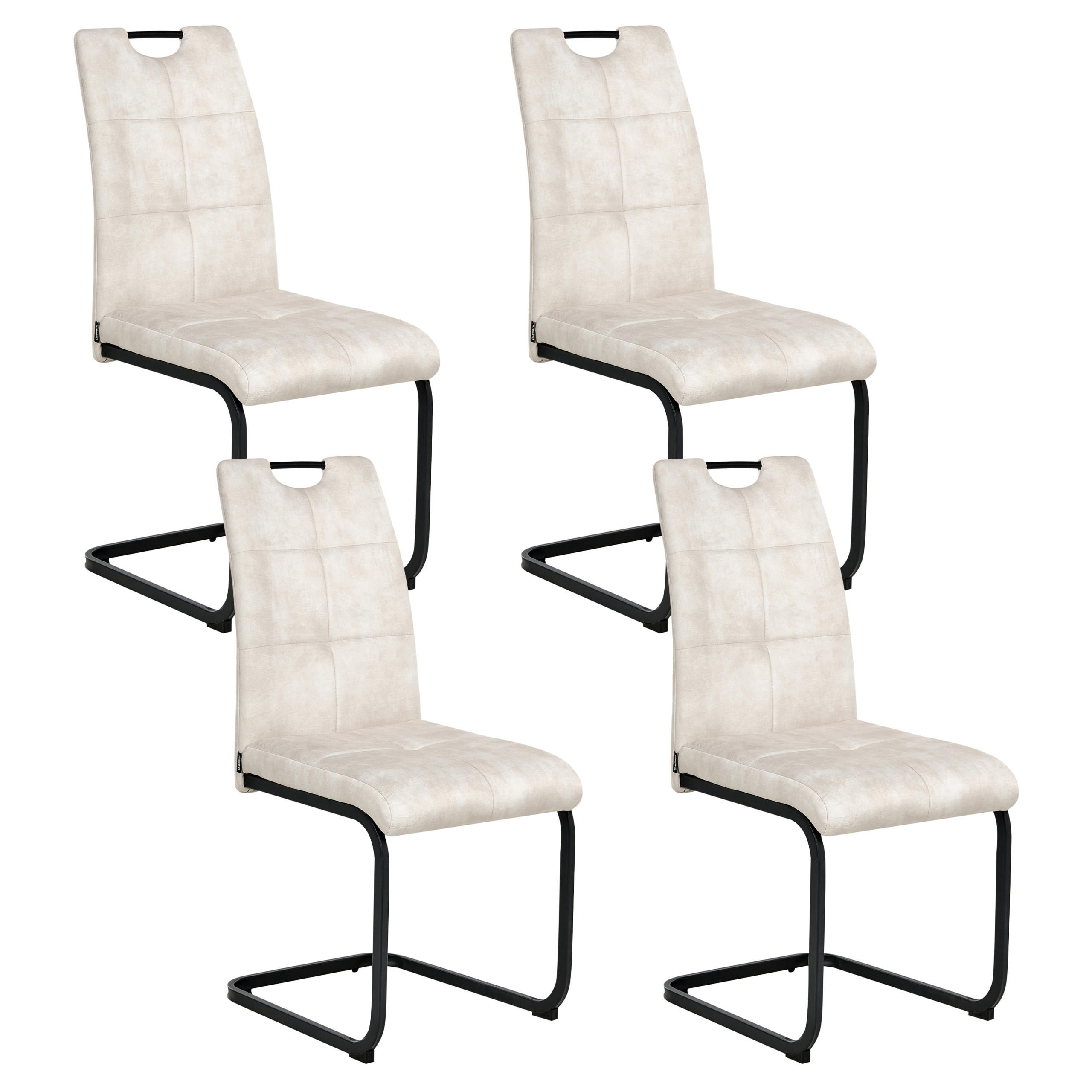 ESSZIMMERSTUHL 4er-Set Hellbeige Cisco - Beige/Schwarz, Textil (43/98/50cm) - Beliani