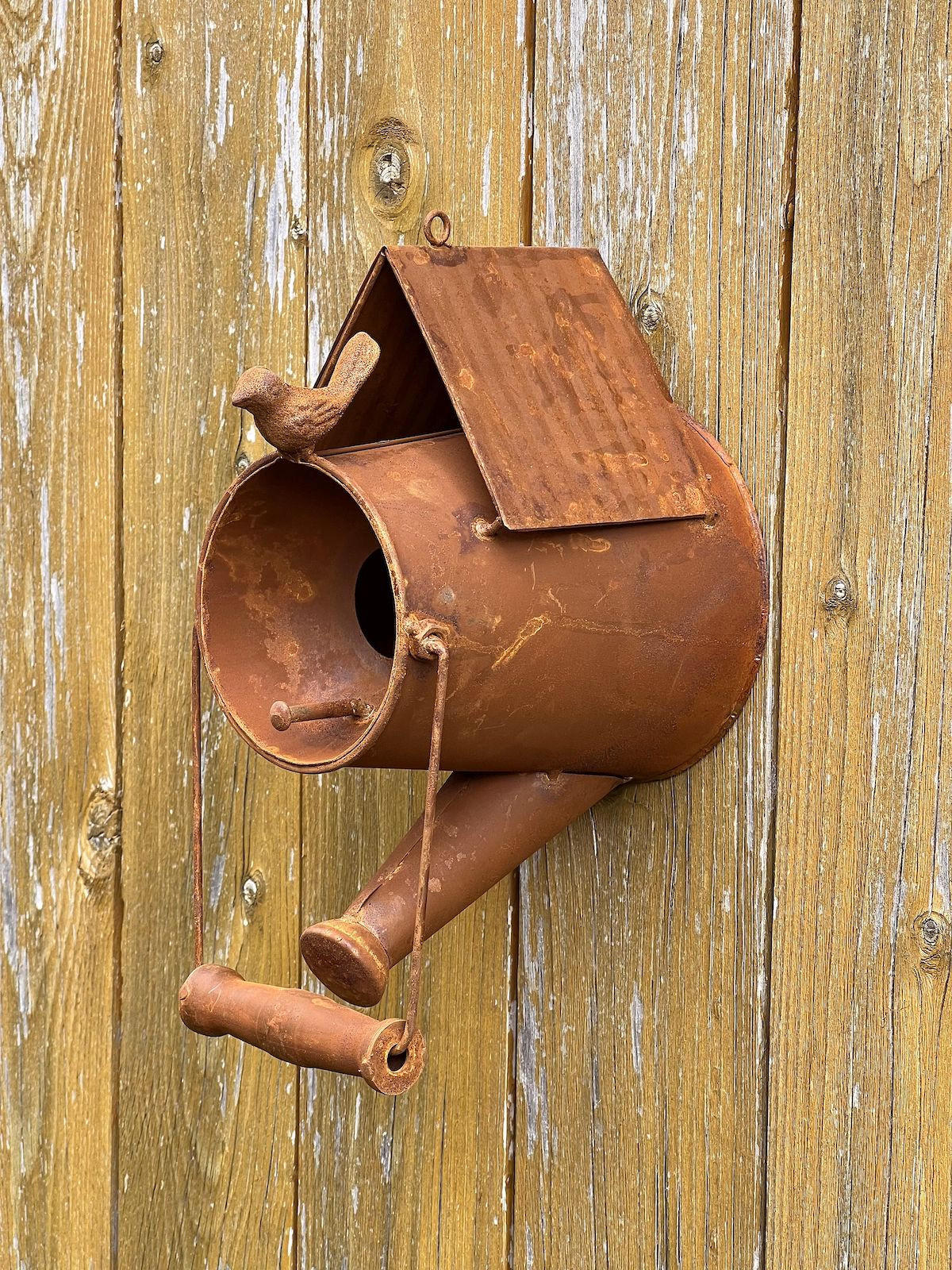VOGELHAUS Gießkanne zum Aufhängen Edelrost - Braun, Metall (13/48/17cm) - DanDiBo