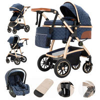 KINDERWAGENSET mit hoher Landschaft, verstellbarer Griff, Moskitonetz, Kinderwagen, Aluminiumrahmen, SK20-BLAU - Blau, Metall (80/60cm) - Kaket