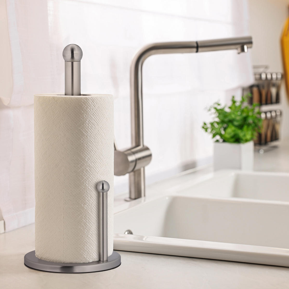 KÜCHENROLLENHALTER - Silberfarben, Metall (15/35/15cm) - Relaxdays