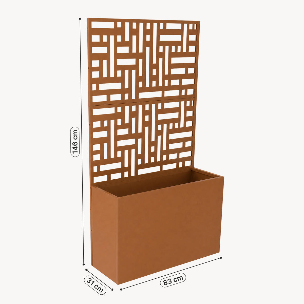 BLUMENKASTEN mit Trennwand Bernalda - Braun, Metall (83/146/31cm) - casa.pro