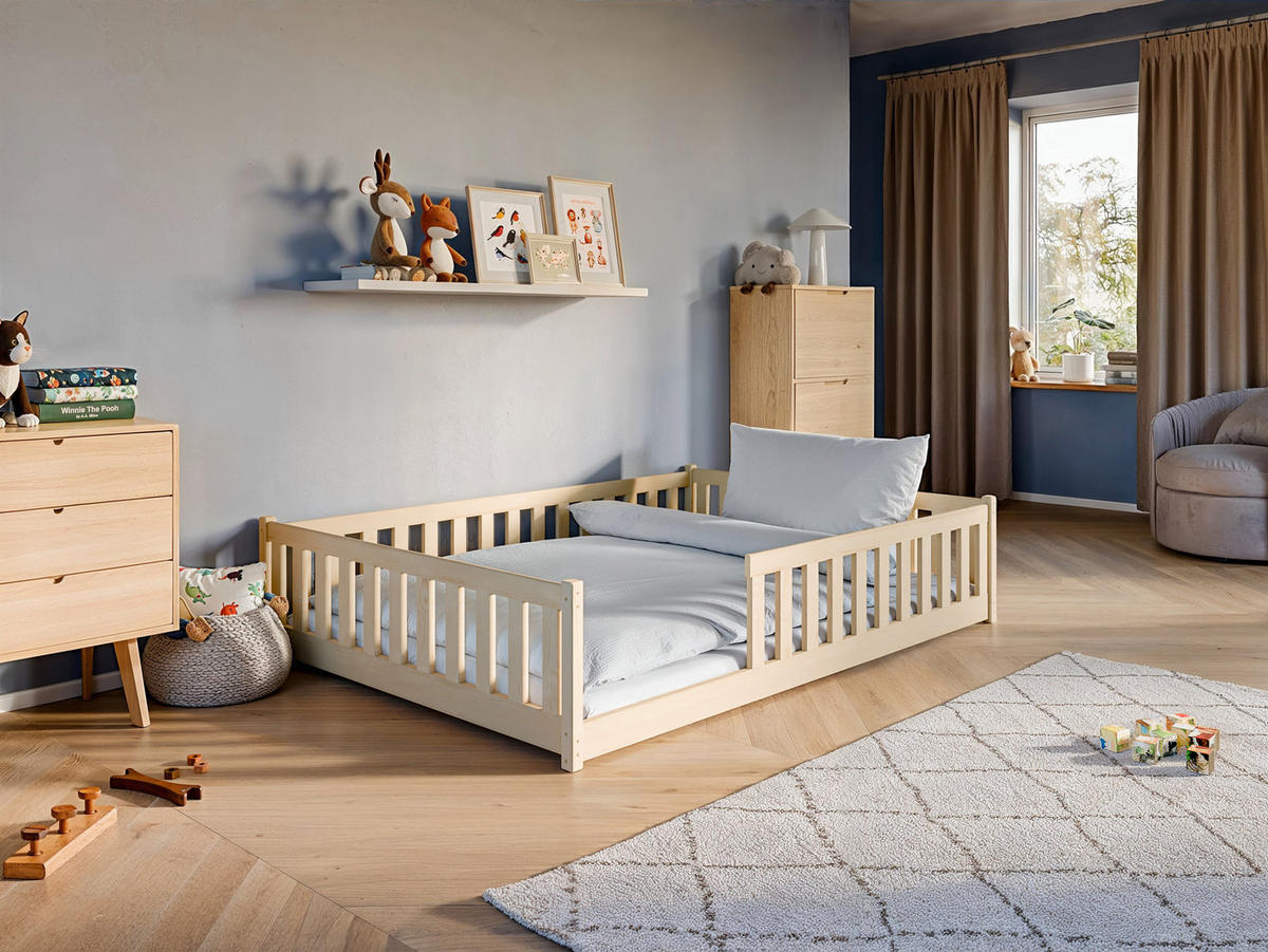 BODENBETT 140x200 cm in natur - Naturfarben, Holz (140/200cm) - Kids Collective