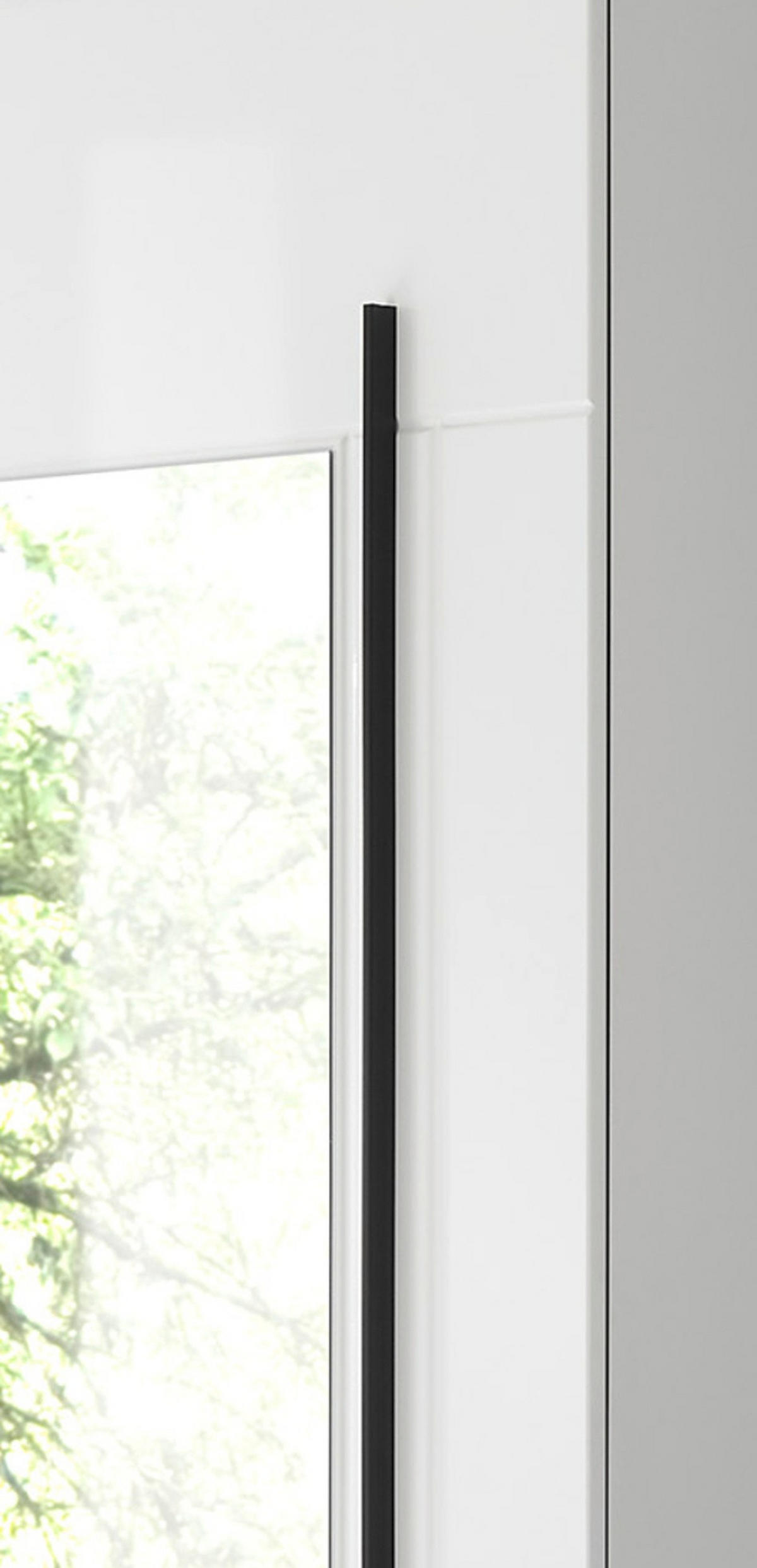 SCHUHSCHRANK weiß Hochglanz 50 x 200 cm, Garderobenschrank mit Spiegel - Weiß Hochglanz/Schwarz, Glas/Holzwerkstoff (50/200/39cm) - Furn.Design