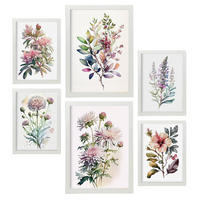 POSTER Set Mit 6 Landblumen Vollfarbige Natur Und Botanikdrucke Mit Blumenmotiven Auf Reinweißen Hintergründen Innenarchitektur A3 & A4 Weißer Rahmen - Weiß, Papier (29/3cm) - Nacnic