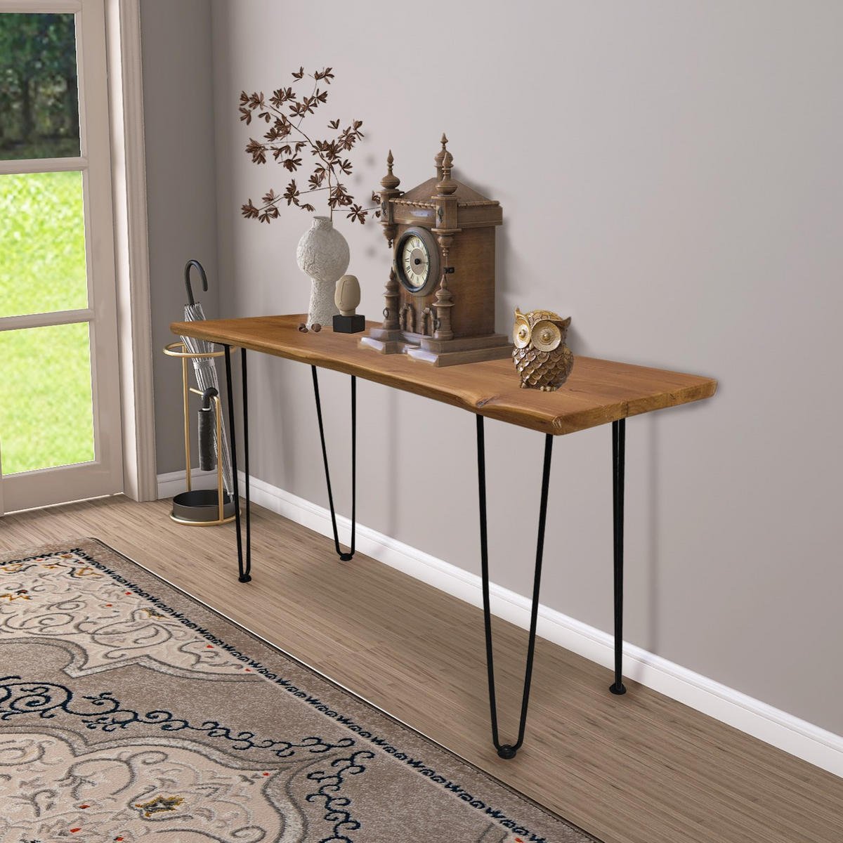 COUCHTISCH 108/37,5/76 cm natur aus Massivholz mit Hairpin-Beinen - Braun, Holzwerkstoff (108/37.5/76cm) - OKWISH