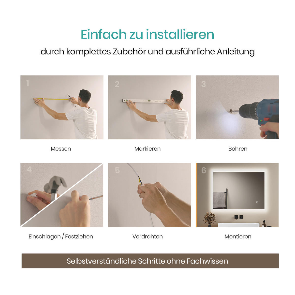 BADSPIEGEL mit Touch-Bedienung Beleuchtung 120/60/3,5 cm - Weiß, Glas (60/3.5/120cm) - EMKE