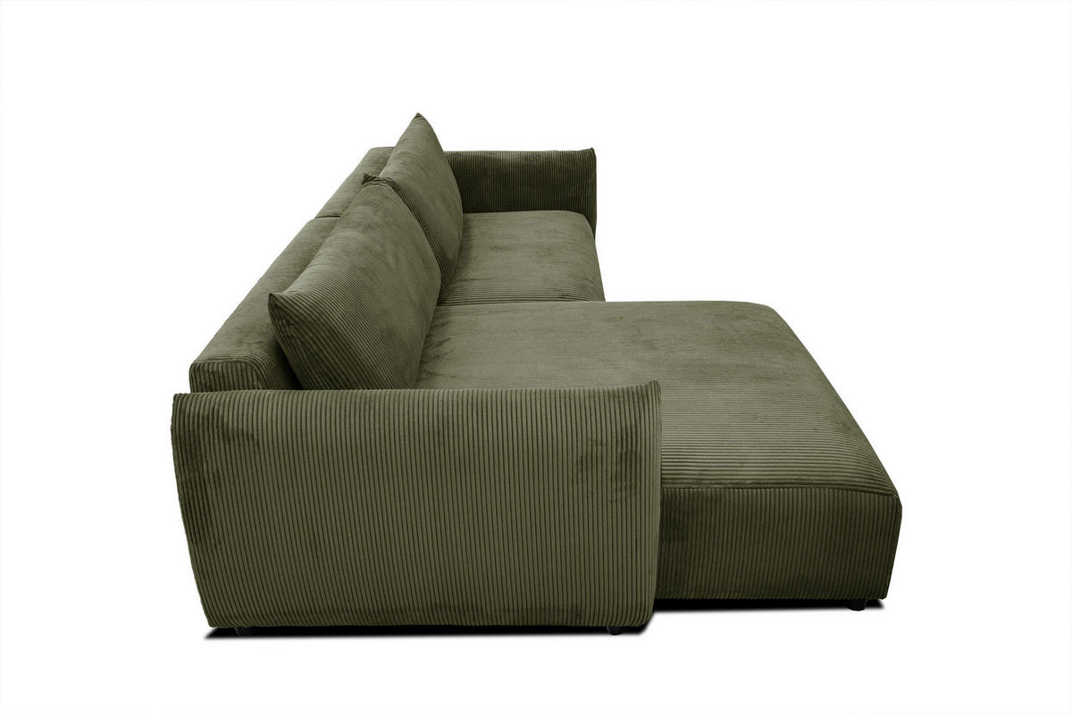 ECKSOFA TAUER 5-Sitzer, olivgrün - Schwarz/Olivgrün, Holzwerkstoff/Kunststoff (174/292cm) - Courtois Laville