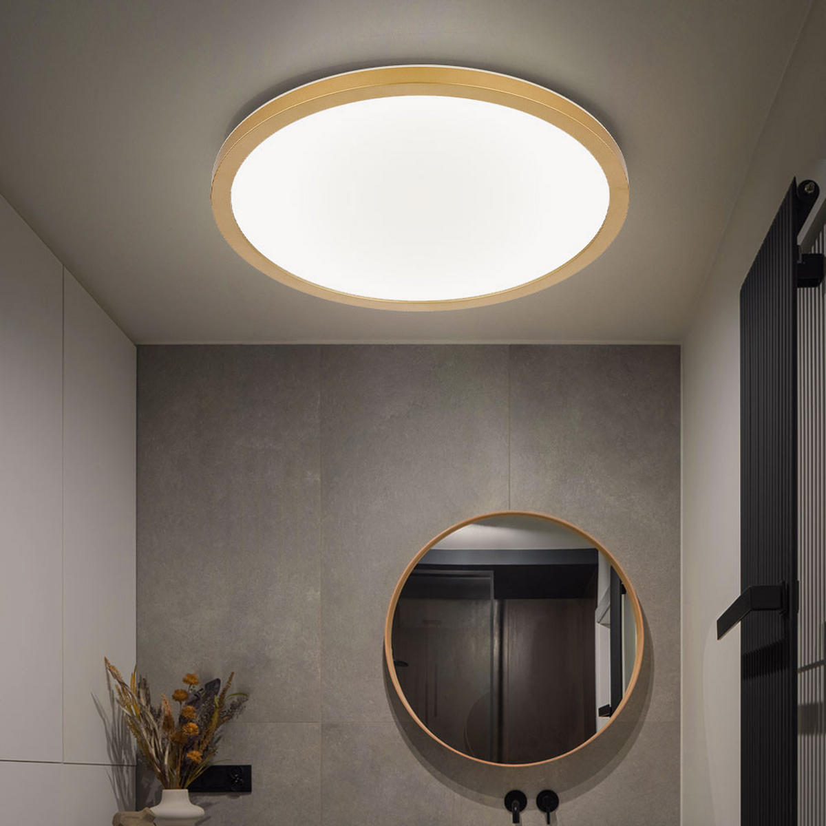 LED DECKENLEUCHTE Messing Opal - Messingfarben, Kunststoff (29.4/29.4/2.5cm) - Globo Lighting