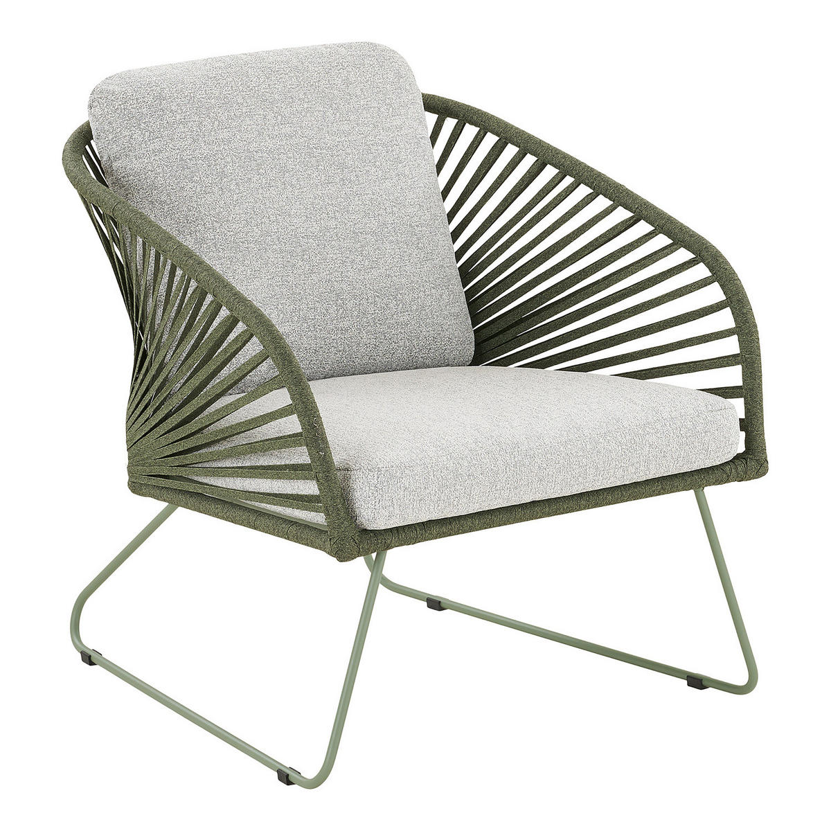 LOUNGESET - 5-teilig - Grau/Grün, Holzwerkstoff/Textil - home24