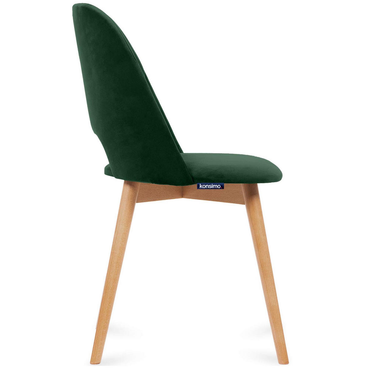 ESSZIMMERSTUHLE TINO 2-tlg Velours-Sitz, Dunkelgrün - Dunkelgrün/Eichefarben, Holz/Textil (48/86/44cm) - KONSIMO®