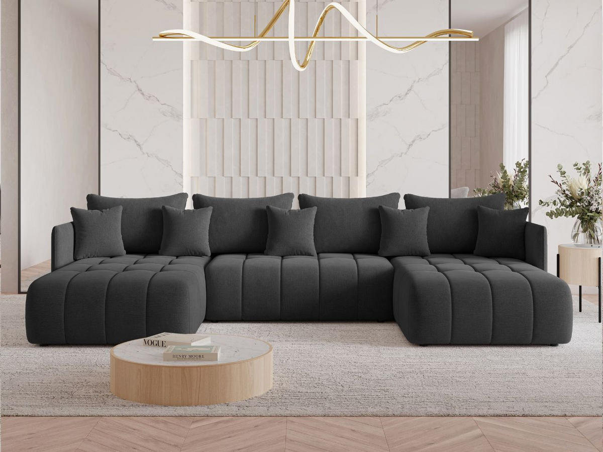 ECKSOFA Ardi U Anthrazit - Anthrazit, Holz/Textil (353/180cm) - Graingold