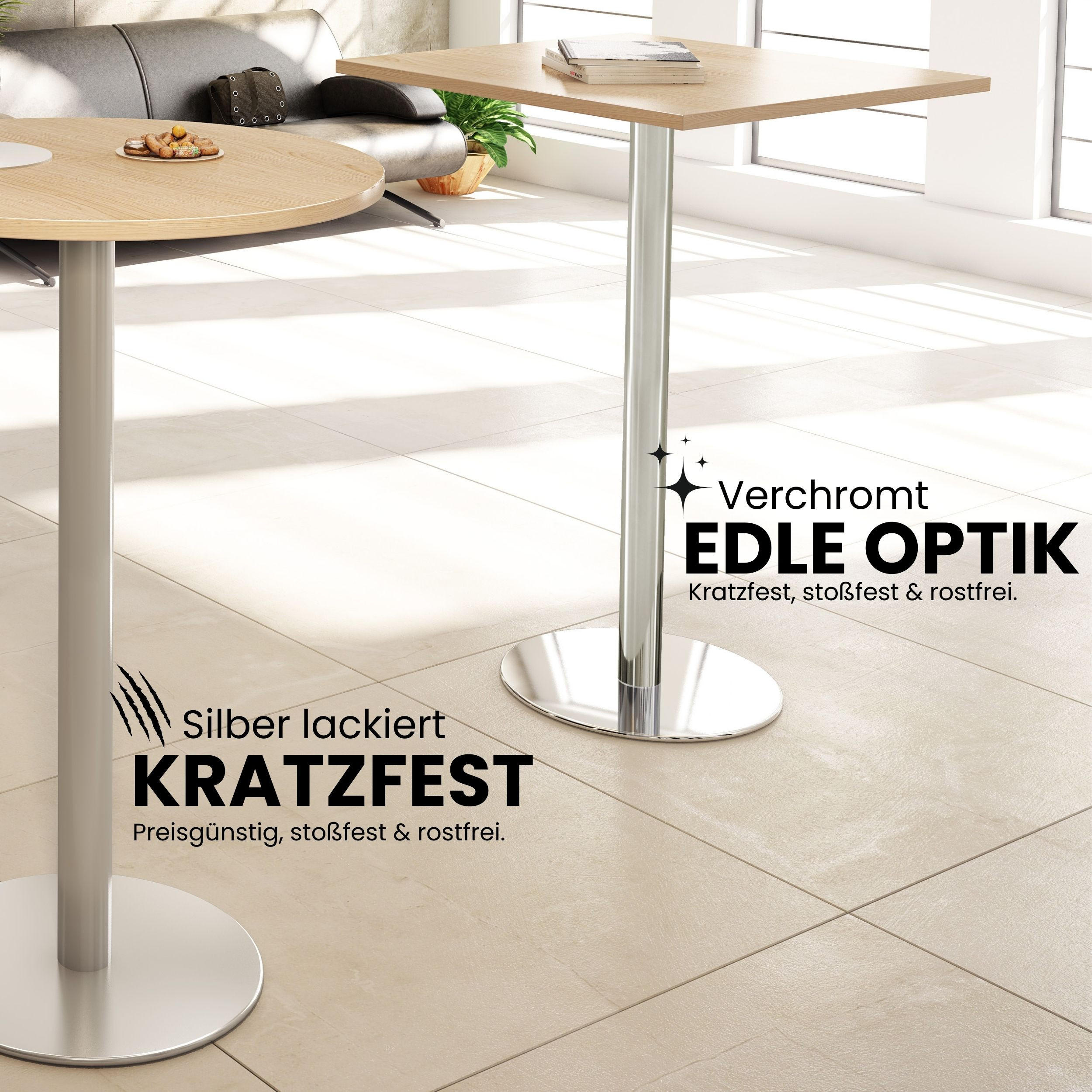 Thumbnail - bümö Stehtisch, Grau, Silber, Holzwerkstoff, Nachbildung, Rund, 80x111.6x80 cm, FSC Mix, Arbeitszimmer, Schreibtische, B...