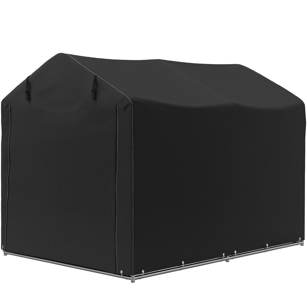 GARAGENZELT DE-08172 wasserdicht mit Rolltür, UV-beständig Schwarz - Schwarz, Metall (157/165/220cm) - ComfortXL