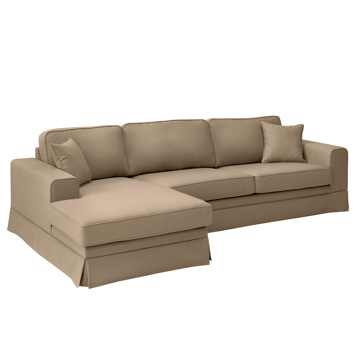 ECKSOFA mit Husse - Longchair, Webstoff - Hellbraun/Schwarz, Kunststoff/Textil (300/165cm) - home24