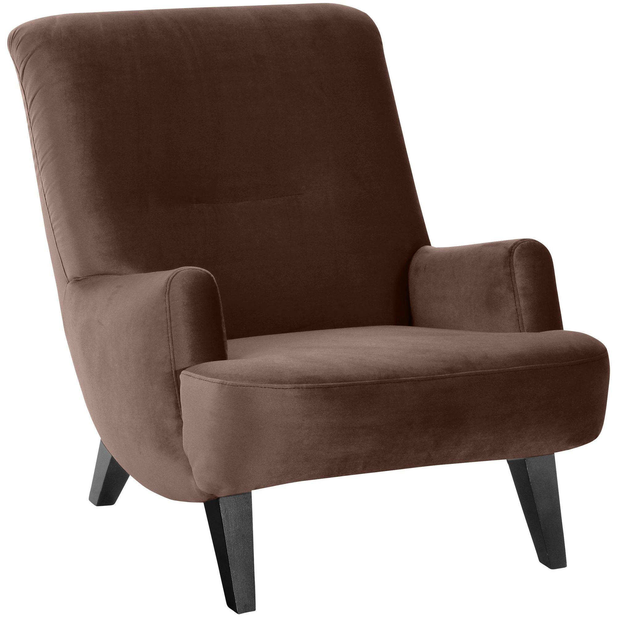SESSEL Kajsa 71x80x101 Bezug Samtvelours Buche schwarz/braun - Schwarz/Braun, Kunststoff (101/80/71cm) - 58aufmkessel