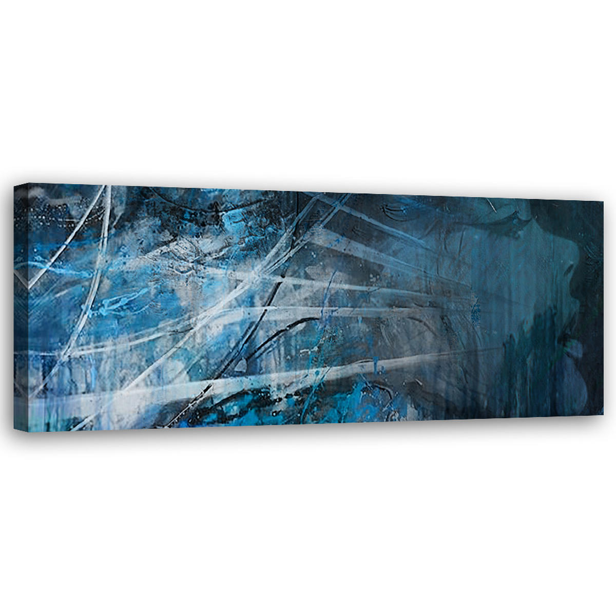 WANDBILD gesicht einer frau abstrakt - Blau, Textil (90/30cm) - Feeby