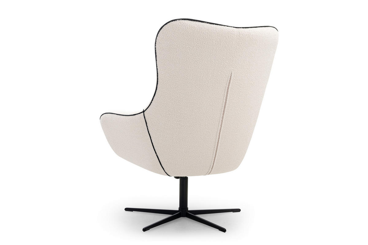 SESSEL SOGNO, Modern Polstersessel Loungesessel, Bucle-Stoff Weiß - Weiß, Holz/Metall (88/110/106cm) - MASSENO