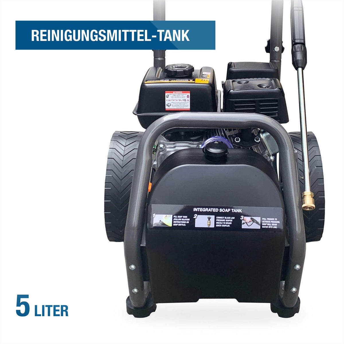 BENZIN-HOCHDRUCKREINIGER HYW3400P (5 PS, 234bar, 540 l/h, 4-Takt, 10m Schlauch) - Schwarz, Metall (54/98/68.5cm) - HYUNDAI