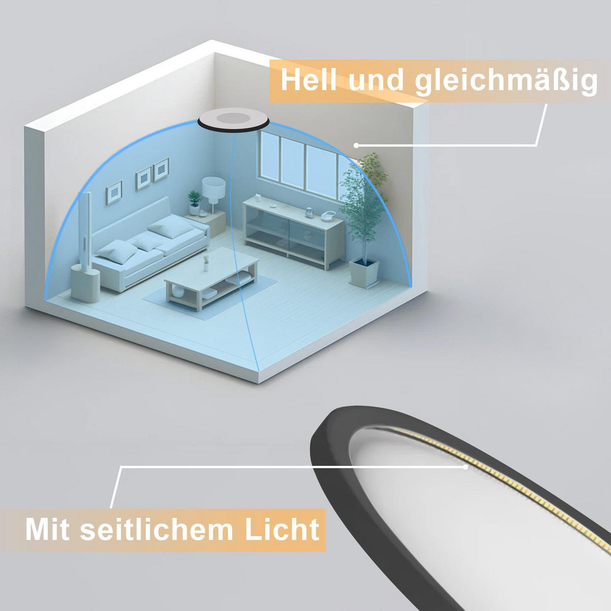 LED-DECKENLEUCHTE Lind 22/22/2.6cm - Schwarz, Kunststoff (22/22/2.6cm) - Nettlife