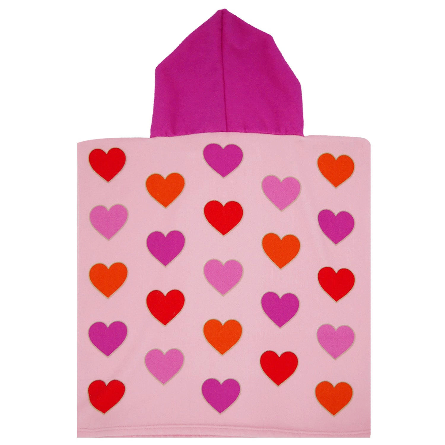 PONCHO Kinder Mikrofaser Rosa 60x60 250g/m² - PONCHO Herzen - Pink, Textil (Einheitsgrößenull) - LE COMPTOIR DE LA PLAGE