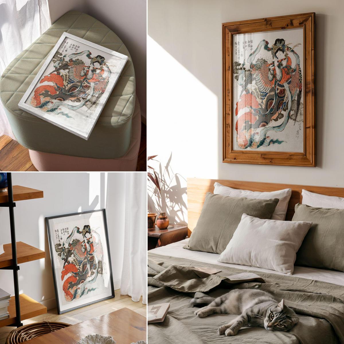 POSTER - 42x59 cm - Hokusai - Japanische Frau - Rot, Textil (42/59/0.1cm) - TULUP
