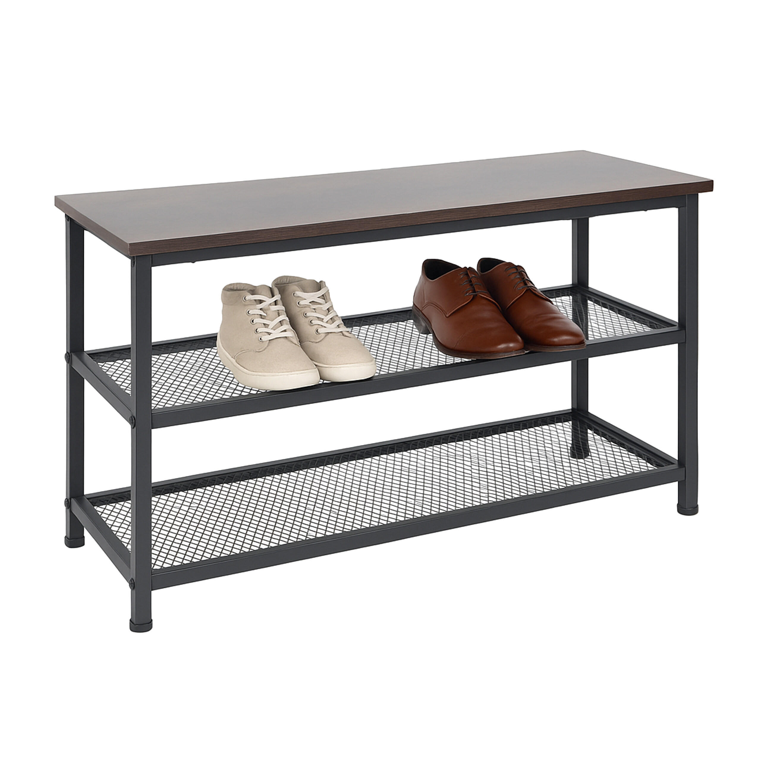 SKOHYLLA Mörkbrun för 6 par metall MDF 45x80x30 cm Svart 45/80/30 cm