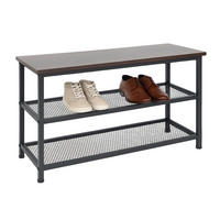 SCHUHREGAL - Schwarz, Holzwerkstoff/Metall (80/45/30cm) - Relaxdays