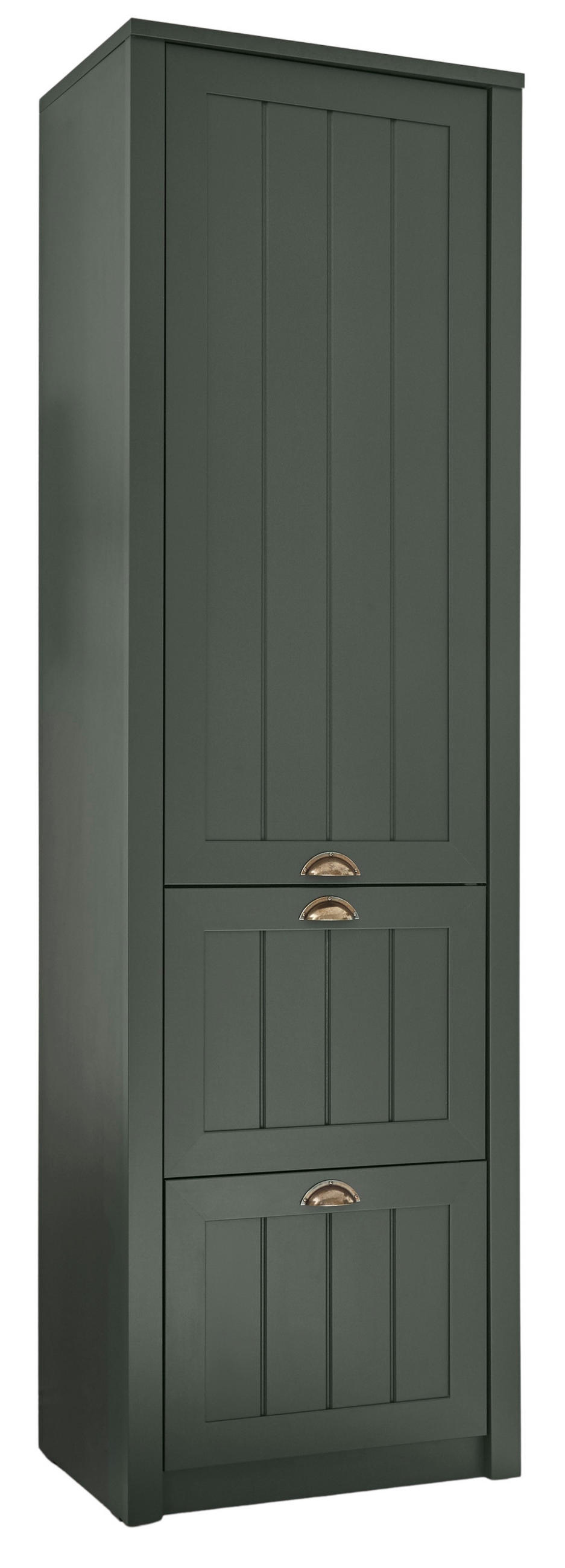 GARDEROBENSCHRANK grün, Landhausstil, Garderobe 60 x 204 cm - Dunkelgrün/Goldfarben, Holzwerkstoff/Kunststoff (60/204/42cm) - Furn.Design