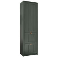 GARDEROBENSCHRANK grün, Landhausstil, Garderobe 60 x 204 cm - Dunkelgrün/Goldfarben, Holzwerkstoff/Kunststoff (60/204/42cm) - Furn.Design