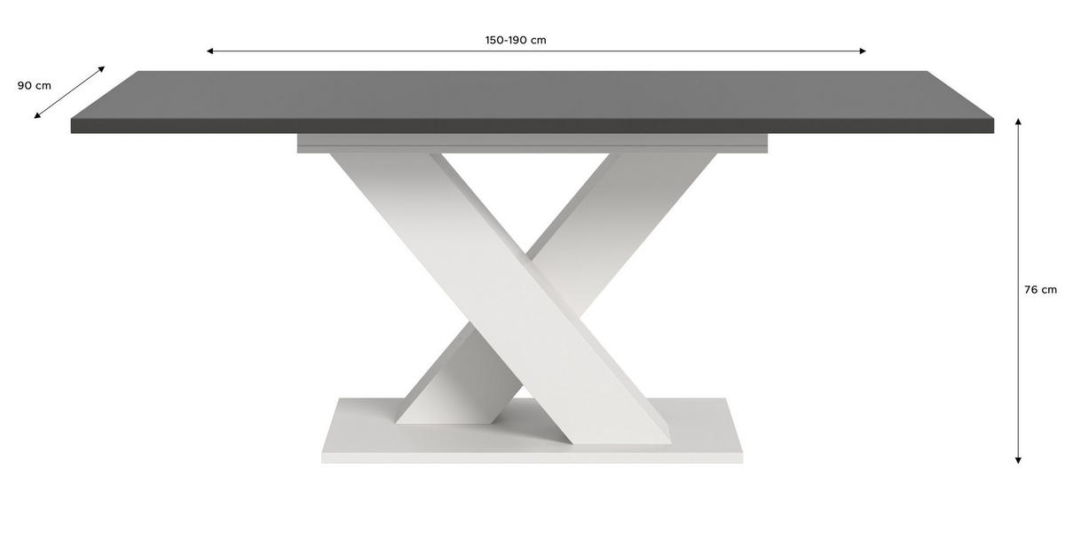 ESSTISCH MOTION (B/H/T: ca. 150/76/90 cm) in Weiß/grau - Weiß, Holzwerkstoff (90/150/76cm)