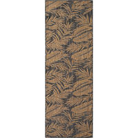LÄUFER Outdoor, Fußbodenheizung-geeignet, mit Blattmotiv, VIGOLENO in Schwarz-Beige, 80 x 150 cm - Schwarz, Textil (80/150cm) - KADIMA DESIGN