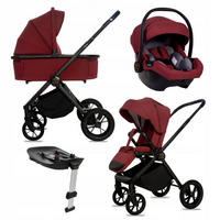 KINDERWAGEN Boldo 4in1 Brownie Babywanne, Reisebuggy, Autositz, Isofix Basis - Weinrot/Schwarz, Textil/Metall (58/98cm) - BabyLux