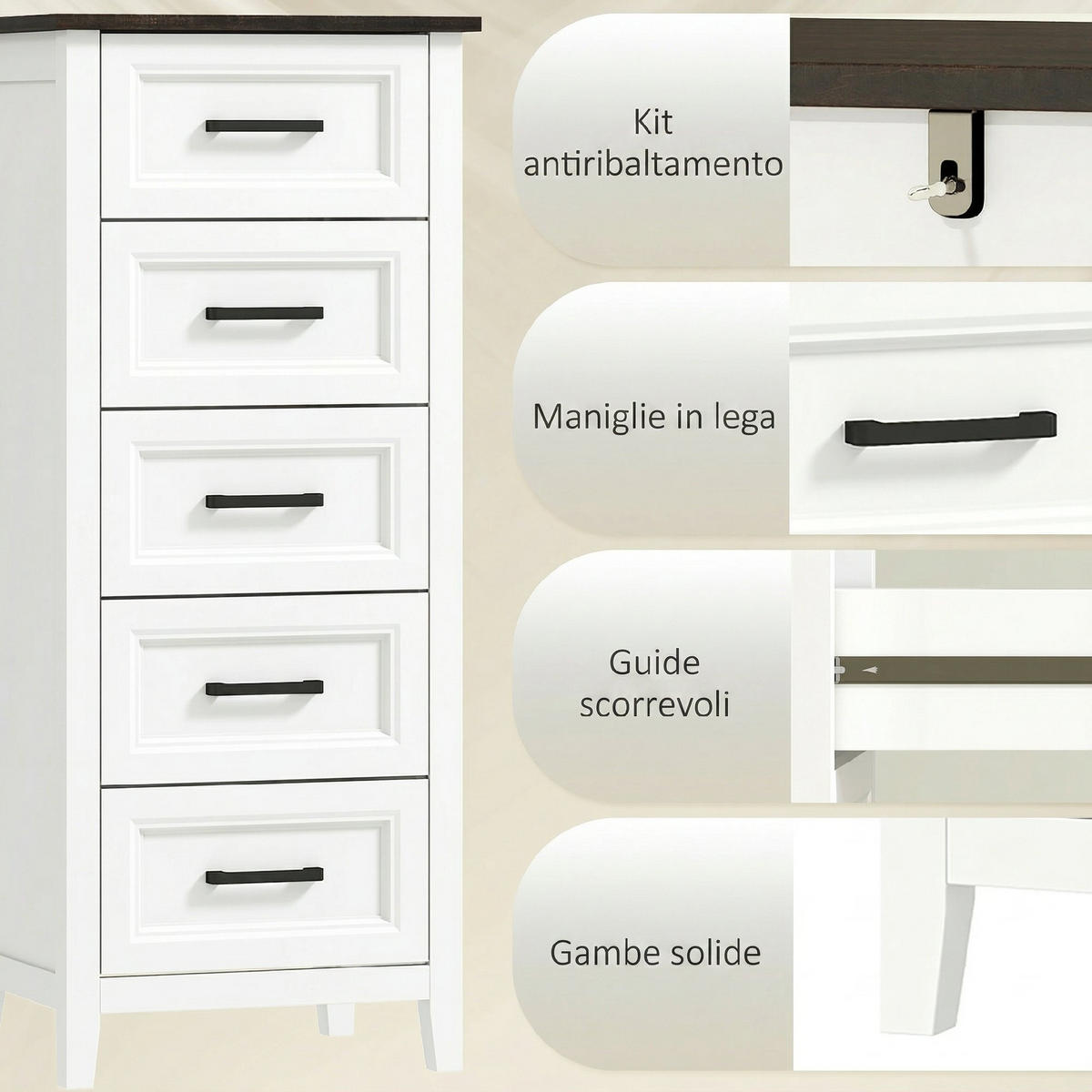 NACHTTISCH Weiß 1 Stück - Weiß, Kunststoff (45/106/35cm) - GiPP
