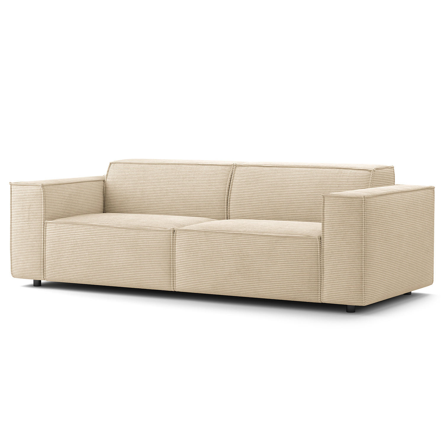 2,5-SITZER SOFA - Beige/Schwarz, Kunststoff/Textil (223/70/96cm) - home24