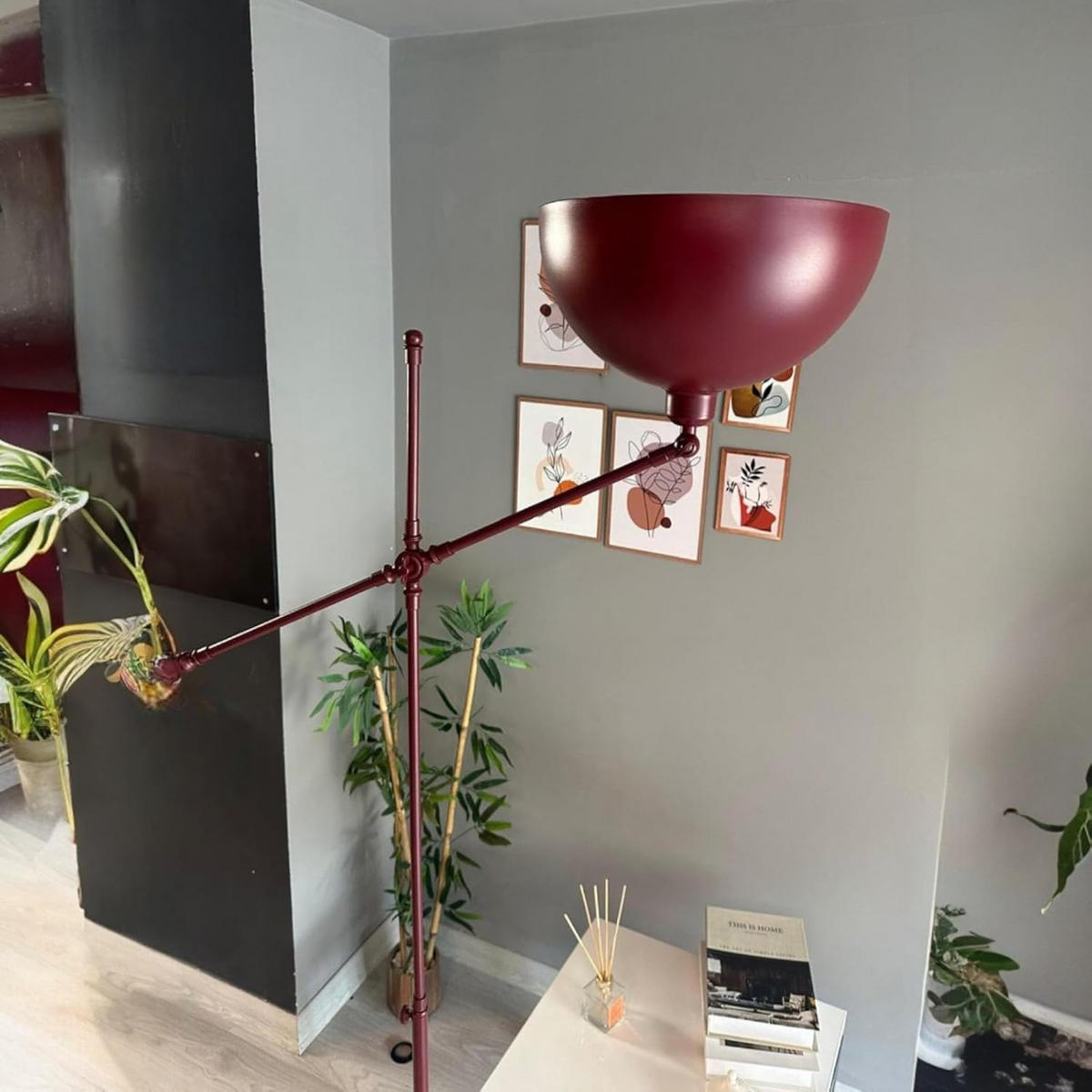 STEHLAMPE Stelan aus Metall mit E27, verstellbarer Lampenschirm - Bordeaux, Metall (37/37/171cm) - Bamyum