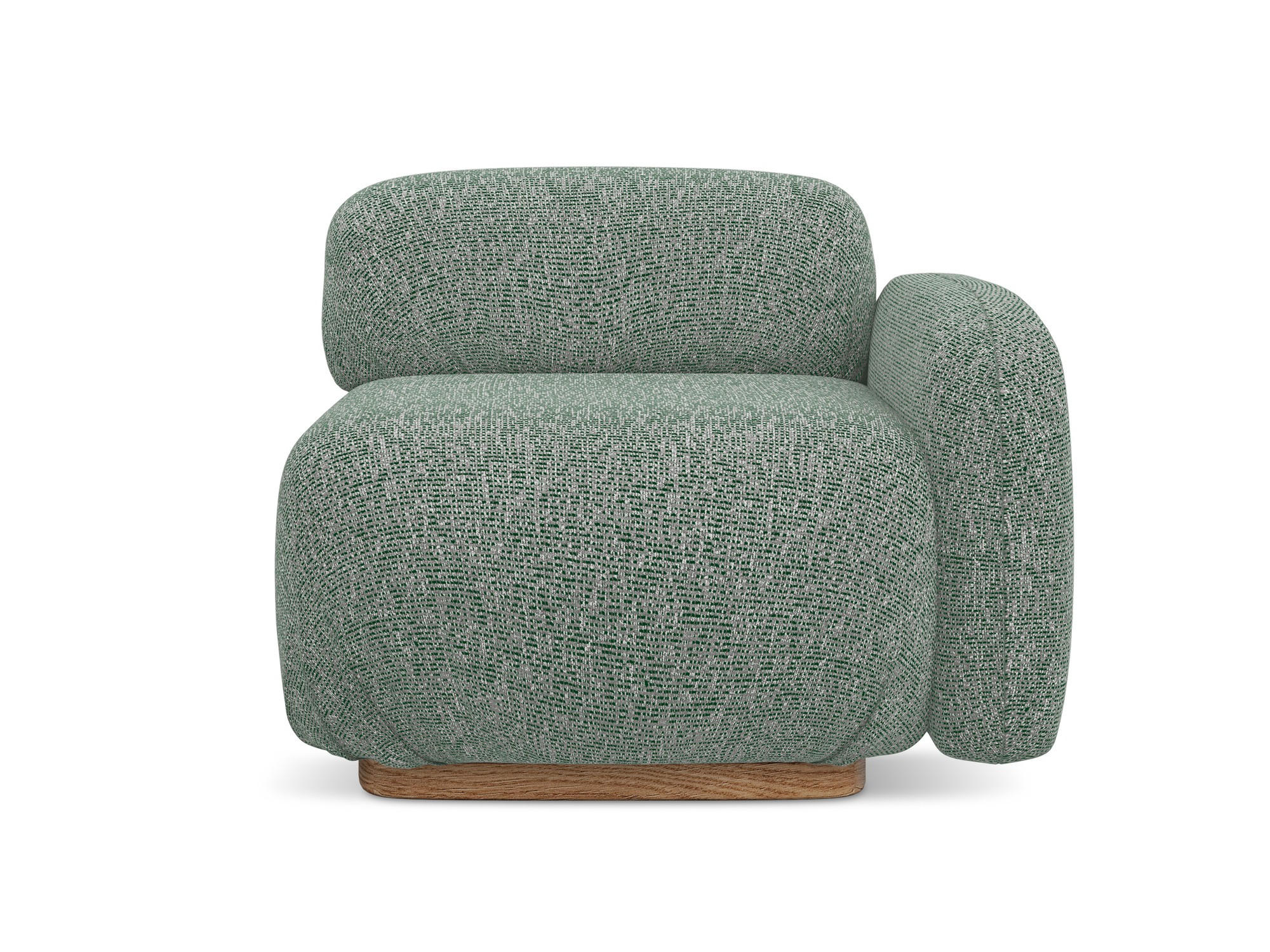 SOFAELEMENT Rechts Strukturstoff Stoff Grün - Braun/Hellgrün, Holz/Textil (95/73/95cm) - Makamii