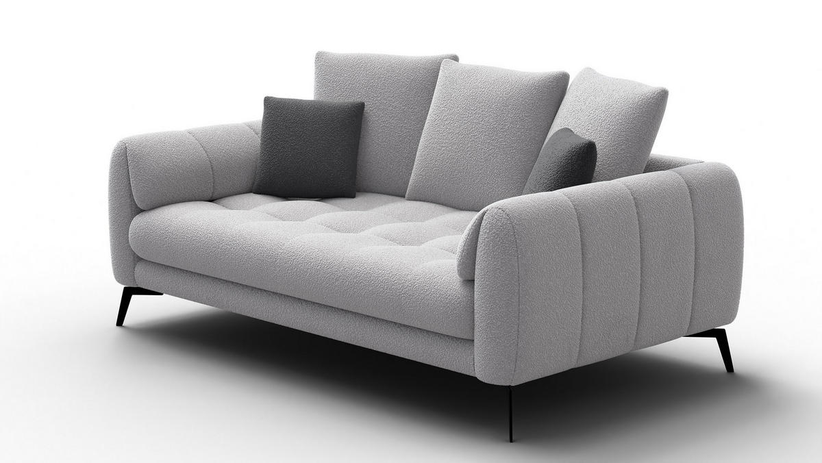 SOFA CALME 2,5-Sitzer, hellgrau - Hellgrau, Holz/Textil (199/92/108cm) - Courtois Laville